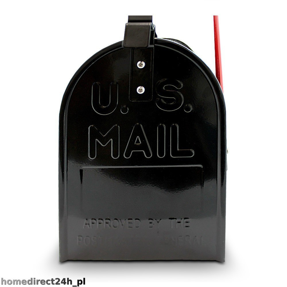 Skrzynka na listy amerykańska USA Czarna pocztowa z klapą i flagą