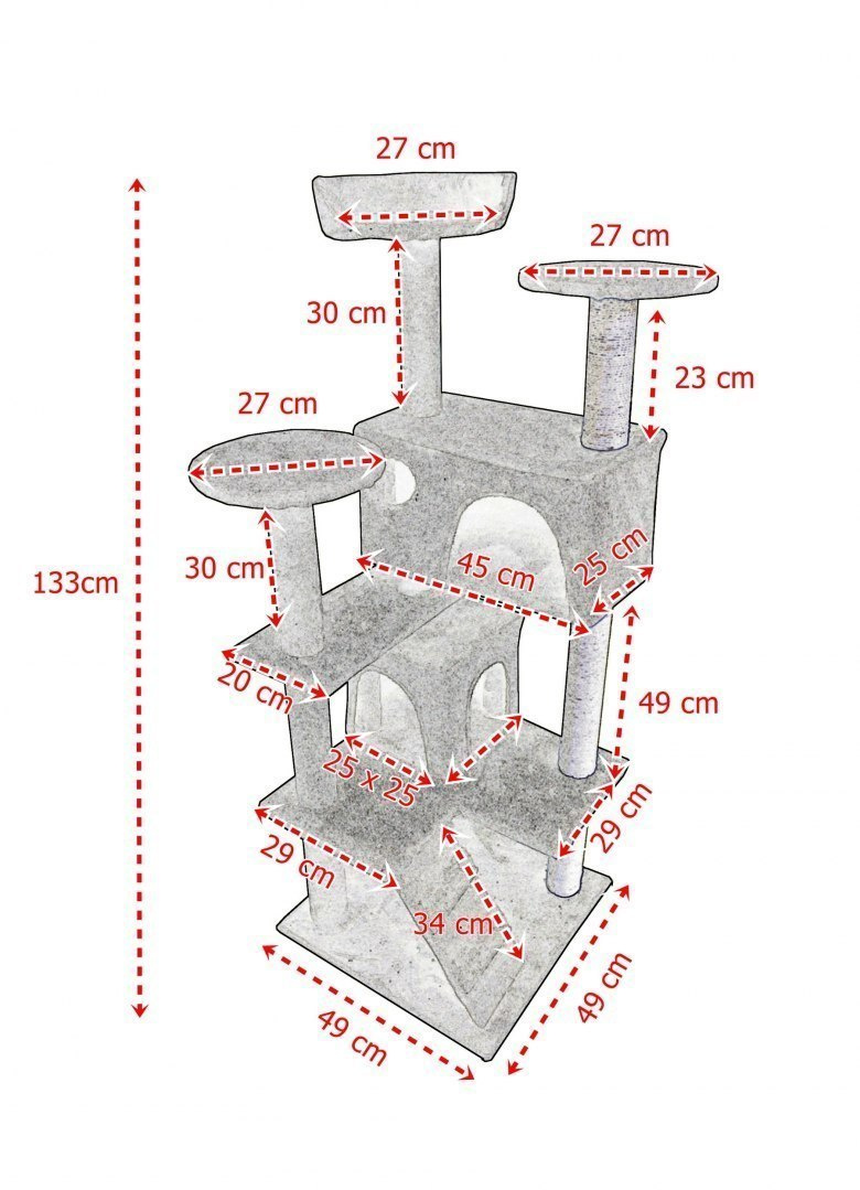 WIELOPOZIOMOWY SIWO DRAPAK DLA KOTA ZE SŁUPKAMI SIZALOWYMI DRZEWKO 133CM WIELOPOZIOMOWY SIWO DRAPAK DLA KOTA ZE SŁUPKAMI SIZALOWYMI DRZEWKO 133CM