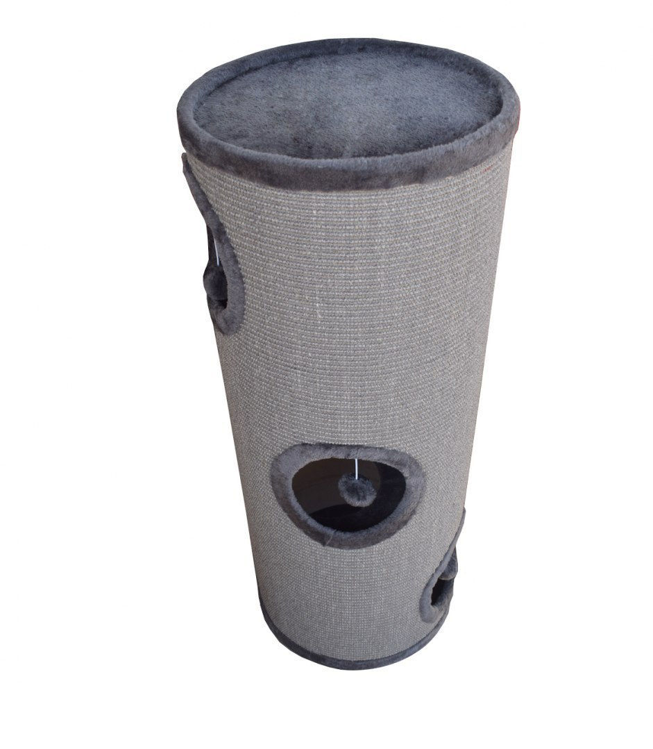 Siwa Tuba pokryta sznurem sizalowym Drapak dla kota wieża 100cm duża stabilna Siwa Tuba pokryta sznurem sizalowym Drapak dla kota wieża 100cm duża stabilna