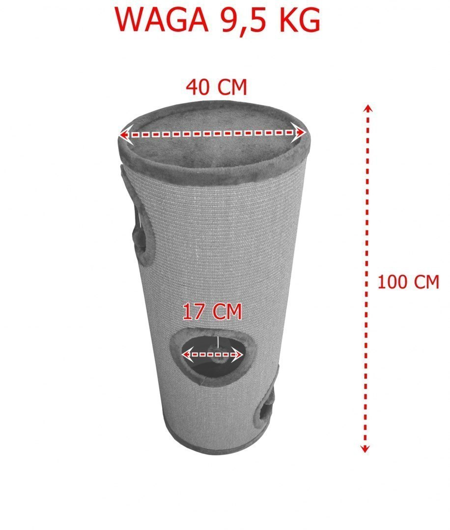 Siwa Tuba pokryta sznurem sizalowym Drapak dla kota wieża 100cm duża stabilna Siwa Tuba pokryta sznurem sizalowym Drapak dla kota wieża 100cm duża stabilna